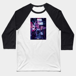 Tokyo Street Neon Synthwave Baseball T-Shirt